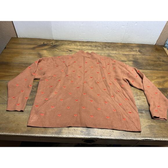 ANTHROPOLOGIE MAEVE Carys Mock-Neck Sweater Cedar Embroidered Hearts Size M - Picture 9 of 10
